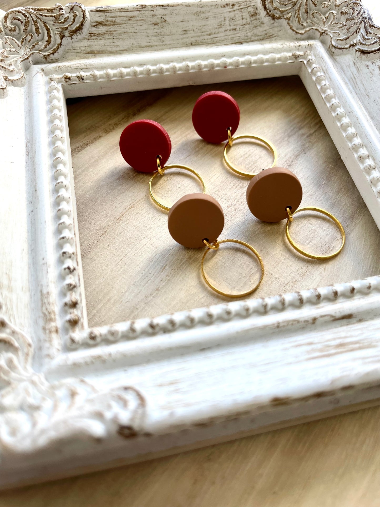 Miranda Gold Dangle Stud in Scarlet