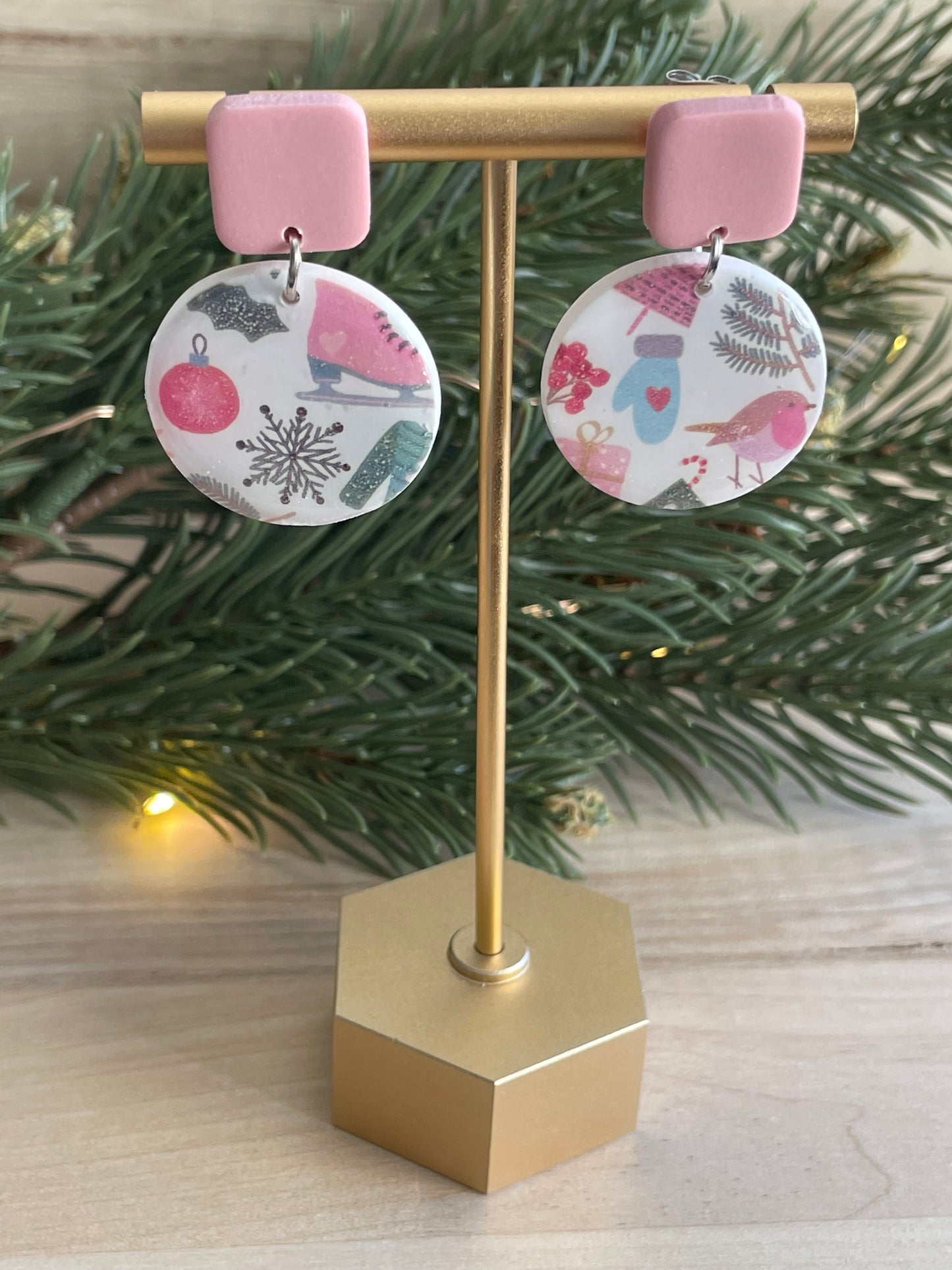 Holiday Dangle in Pink and White